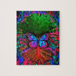 Vreedzame levensboom in regenboogkleuren legpuzzel