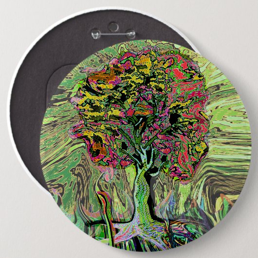 Vreedzame levensboom ronde button 6,0 cm (Voorkant /achterkant)