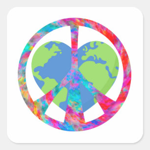 Vreedzame liefdevolle aarde vierkante sticker