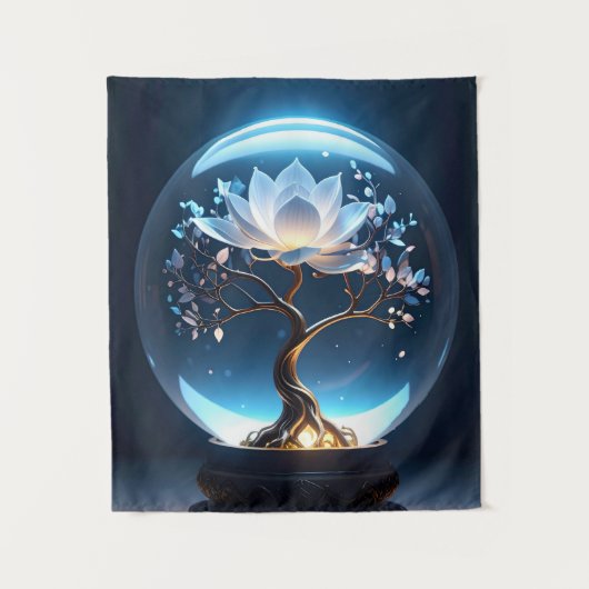 Vreedzame Lotus Sphere Tapestry Wandkleed (Voorkant)