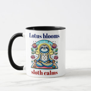 Vreedzame Luiaard Meditatie met Lotus Bloemen Mok