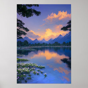 Vreedzame middag bij het meer poster