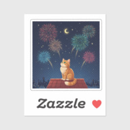 Vreedzame Middennachtelijke Hemel Kat Dromerige Da Sticker