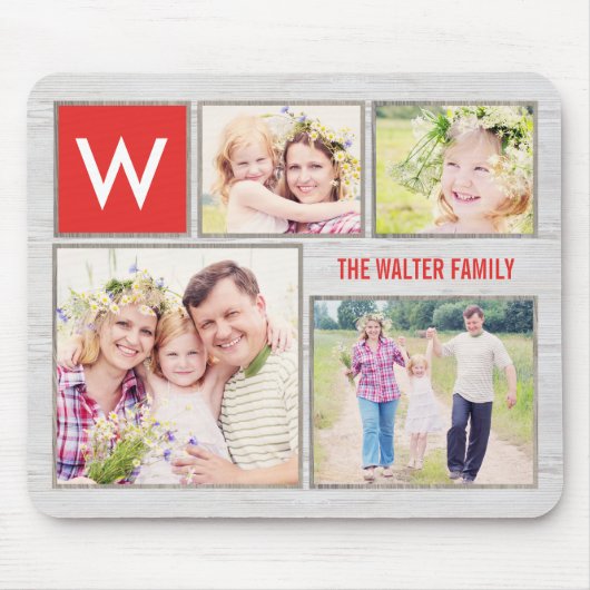 Vreedzame Monogram BEWERKBARE KLEUR Foto Muismat (Voorkant)
