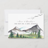 Vreedzame Mountain Woodland Forest trouwfoto Bedankkaart (Voorkant)
