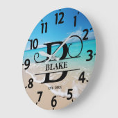 Vreedzame Oceaan Strand B Monogram Grote Klok (Hoek)