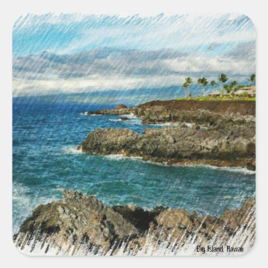 Vreedzame Oceaan Vierkante Sticker (Voorkant)