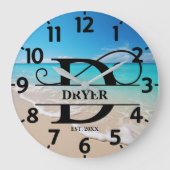 Vreedzame Oceaanstrand D Monogram Grote Klok (Voorkant)