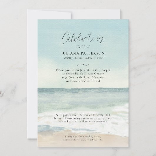 Vreedzame Ocean Beach Viering van het leven Foto Kaart (Voorkant)