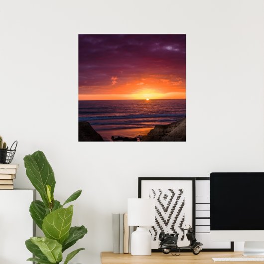 Vreedzame Ocean Sunset in het district Faro, Portu Poster (Thuiskantoor)