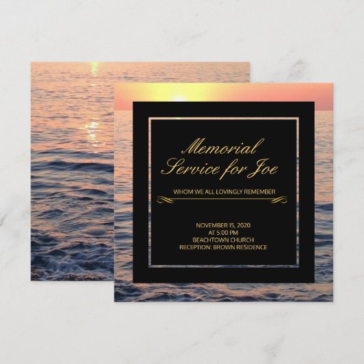 Vreedzame Ocean Sunset Memorial uitnodiging (Voorkant / Achterkant)