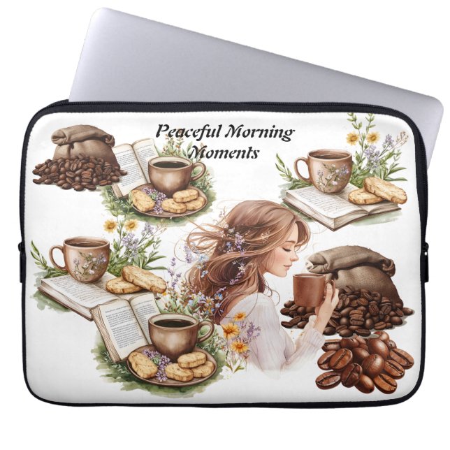 Vreedzame Ochtendmomenten Handdoek Laptop Sleeve (Voorkant)