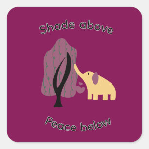 Vreedzame Olifant Onder Boom Vierkante Sticker