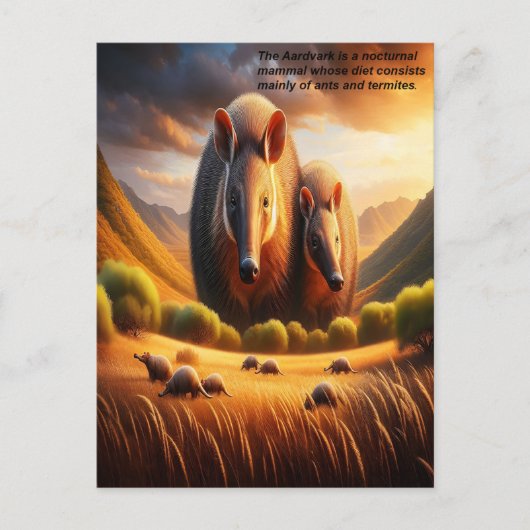 Vreedzame ontmoeting: twee Aardvarken in idyllisch Briefkaart (Voorkant)