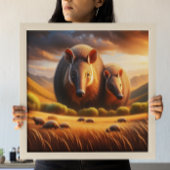 Vreedzame ontmoeting: twee Aardvarken in idyllisch Poster