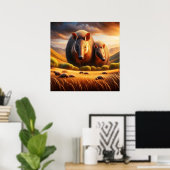 Vreedzame ontmoeting: twee Aardvarken in idyllisch Poster (Thuiskantoor)
