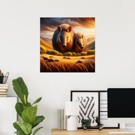 Vreedzame ontmoeting: twee Aardvarken in idyllisch Poster (Thuiskantoor)