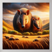Vreedzame ontmoeting: twee Aardvarken in idyllisch Poster (Voorkant)