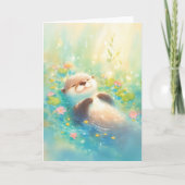 Vreedzame otter in bloeiend water kaart (Voorkant)