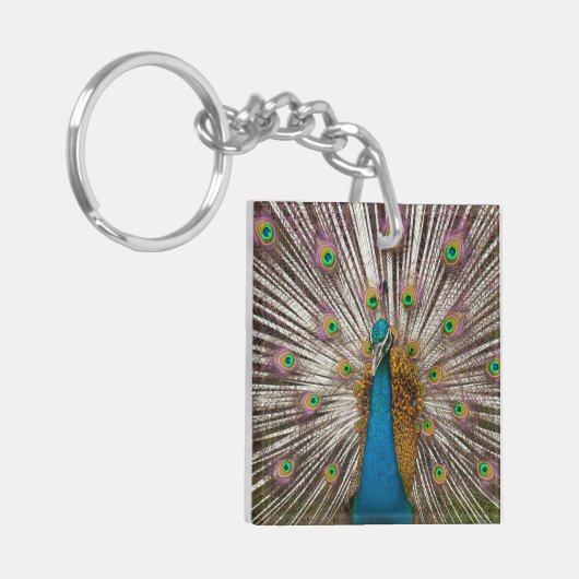 Vreedzame Pauw Sleutelhanger (Voorkant Links)