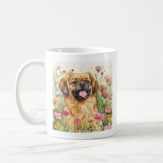 Vreedzame Pekingees Watercolor Mok (Links)