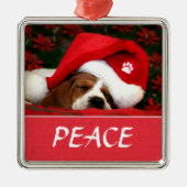 Vreedzame pup metalen ornament (Voorkant)