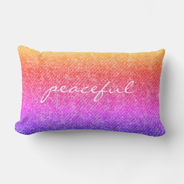 Vreedzame regenboog Denim ziet er omkeerbare draad Kussen (Voorkant)