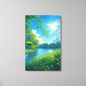 Vreedzame River Landschap Wall Art Canvas Afdruk (Voorkant)