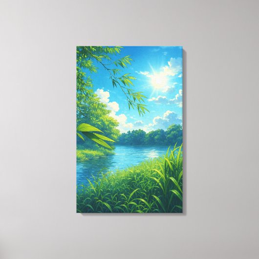 Vreedzame River Landschap Wall Art Canvas Afdruk (Voorkant)