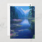 Vreedzame rivier in de omhelzing van het bos briefkaart (Voorkant / Achterkant)