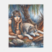 Vreedzame rivier met een wolf vriend fleece deken (Voorkant)
