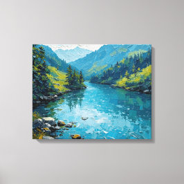 Vreedzame rivier Premium Wrapped Canvas Muurkunst