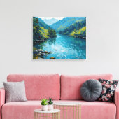 Vreedzame rivier Premium Wrapped Canvas Muurkunst (Insitu (Woonkamer))