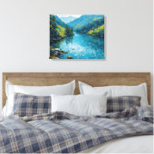 Vreedzame rivier Premium Wrapped Canvas Muurkunst Afdruk (Insitu (Slaapkamer))