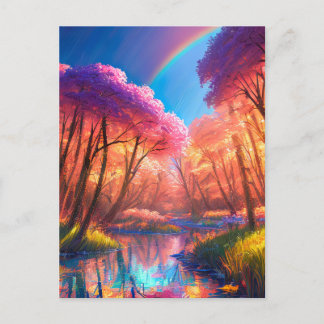 Vreedzame rivier van een prachtig bos briefkaart