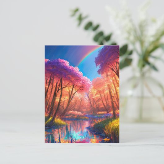 Vreedzame rivier van een prachtig bos briefkaart (Staand voorkant)