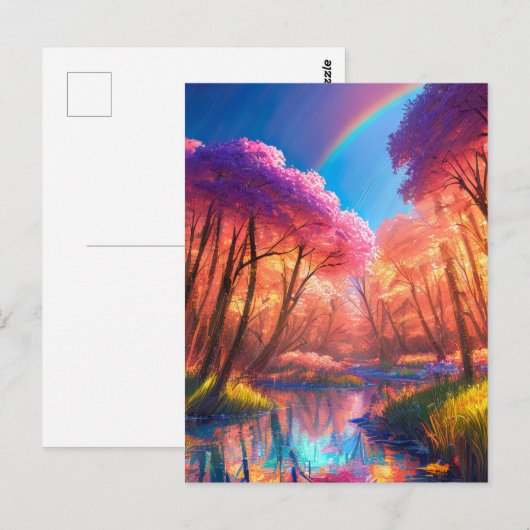 Vreedzame rivier van een prachtig bos briefkaart (Voorkant / Achterkant)