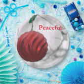 Vreedzame rode gestreepte sparkly Ornamenten bal Papieren Bordje (Feest)