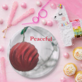 Vreedzame rode gestreepte sparkly Ornamenten bal Papieren Bordje (Feest)