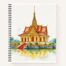 Vreedzame Siam-tempel met notitieboek