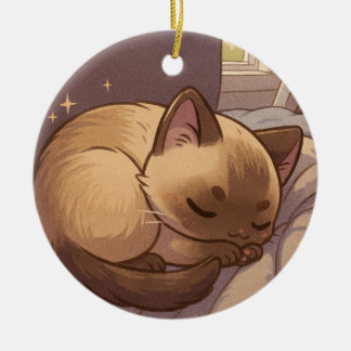 Vreedzame Siamese Kitten Keramisch Ornament