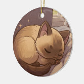 Vreedzame Siamese Kitten Keramisch Ornament (Links)