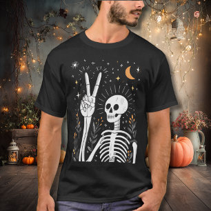 Vreedzame Skelet met Sterren en Maan T-shirt