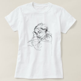 Vreedzame slapende vrouw schets t-shirt