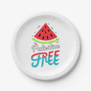 Vreedzame Slices Watermeloen Vrij Palestina - Onde Papieren Bordje
