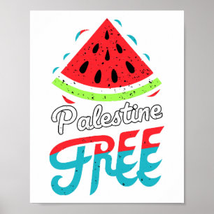 Vreedzame Slices Watermeloen Vrij Palestina - Onde Poster
