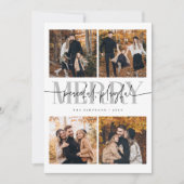 Vreedzame speelse vrolijke witte kerst multi foto feestdagenkaart (Voorkant)