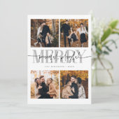 Vreedzame speelse vrolijke witte kerst multi foto feestdagenkaart (Staand voorkant)