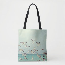 Vreedzame strand Gedekte vogels Tote Bag