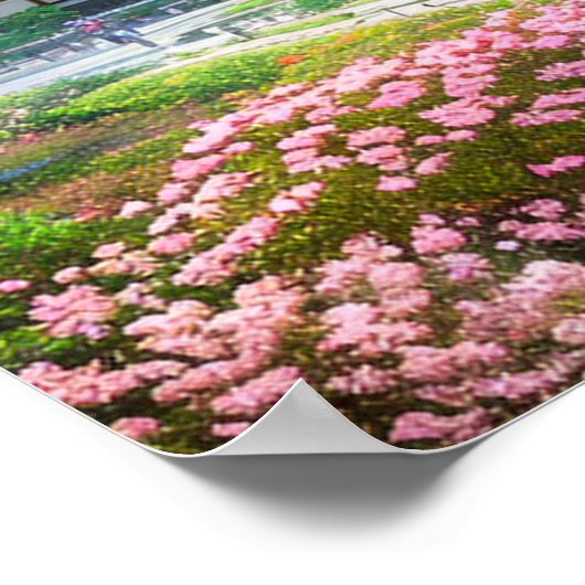 Vreedzame tempel door het bos poster (Hoek)